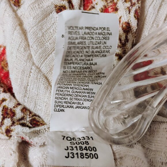 Lucky Brand Top Tunic Sleeveless Linen Floral Keyhole Boho Handkerchief Hem 1X - Picture 13 of 14